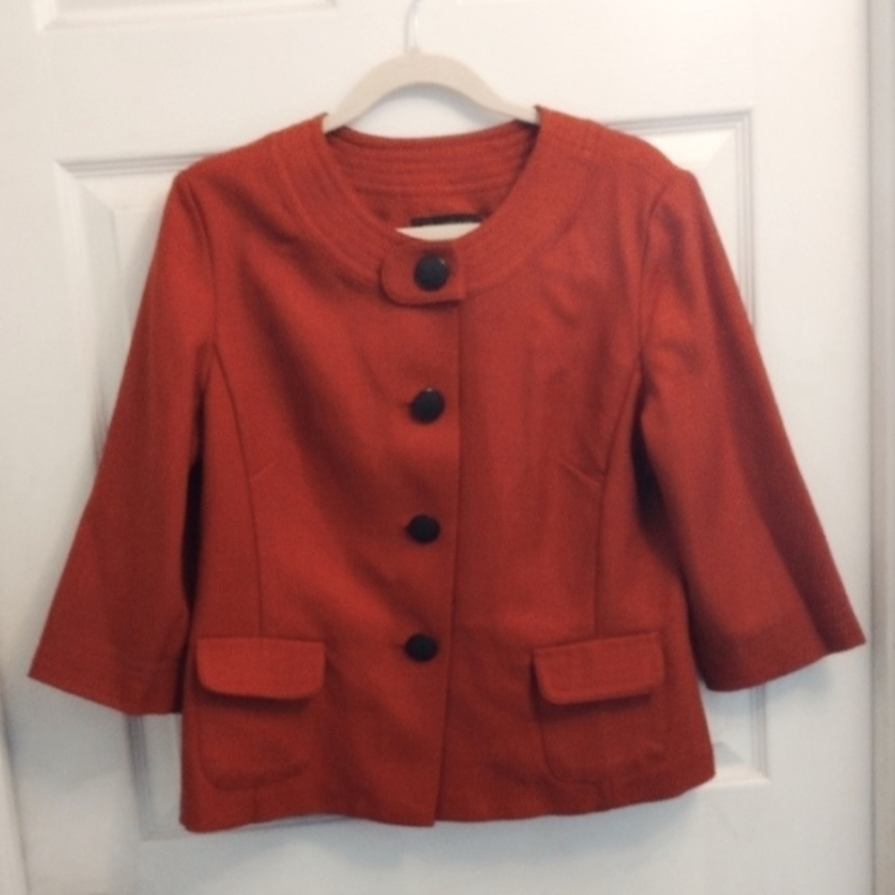 Perceptions Petite Blazer Rust Orange Women's 8 P Autumn Fall Classic Career EUC